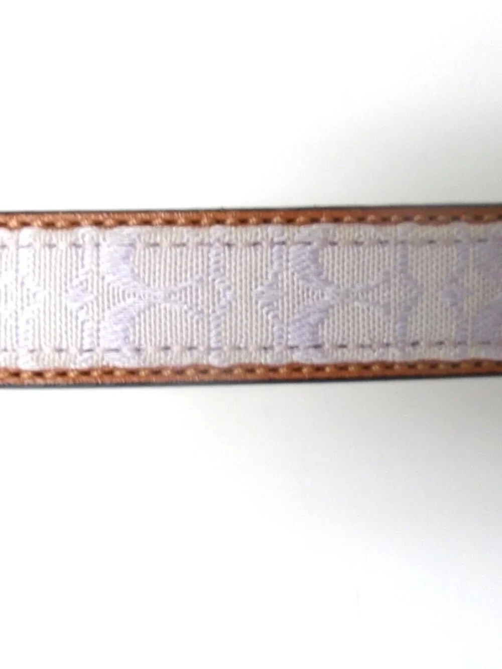NEW VINTAGE COACH BROWN LILAC JACQUARD SIGNATURE C LEATHER DOG COLLAR 4003 SZ XS